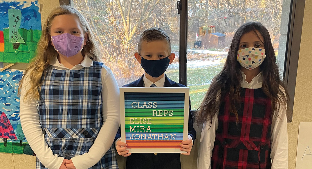 Elise ’30, Jonathan ’30, and Mira ’30 proudly served as fourth grade class representatives this past year.